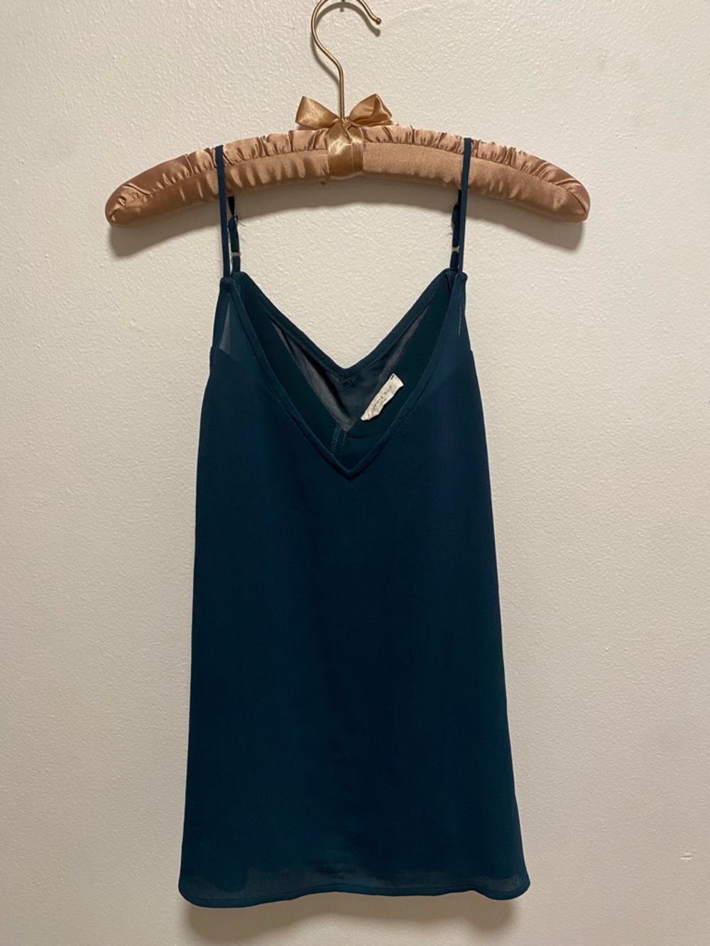 Quiet luxury, vintage Rue Sophie Deep Navy V-Neck Satin Cami